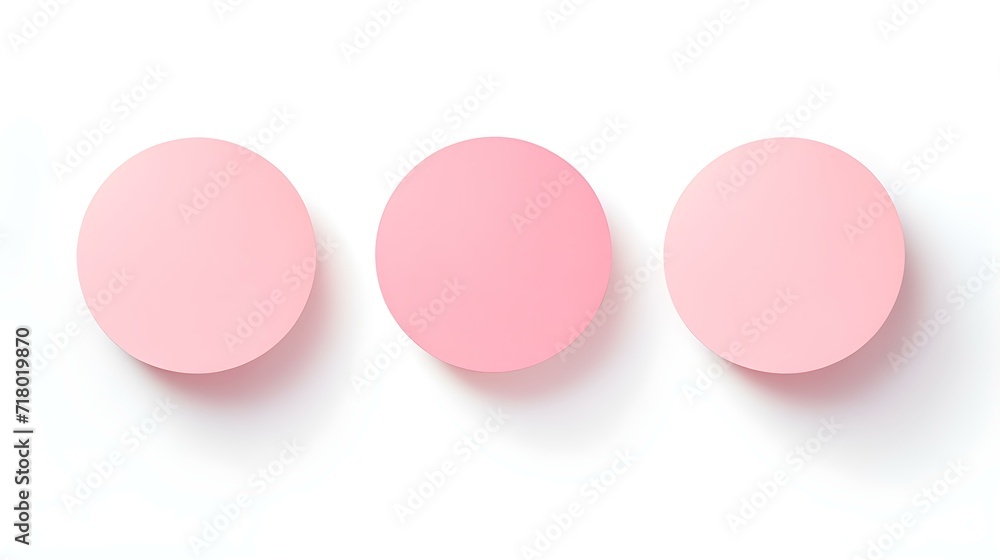 Set of blush round Paper Notes on a white Background. Brainstorming Template with Copy Space Set of blush round Paper Notes on a white Background. Brainstorming Template with Copy Space