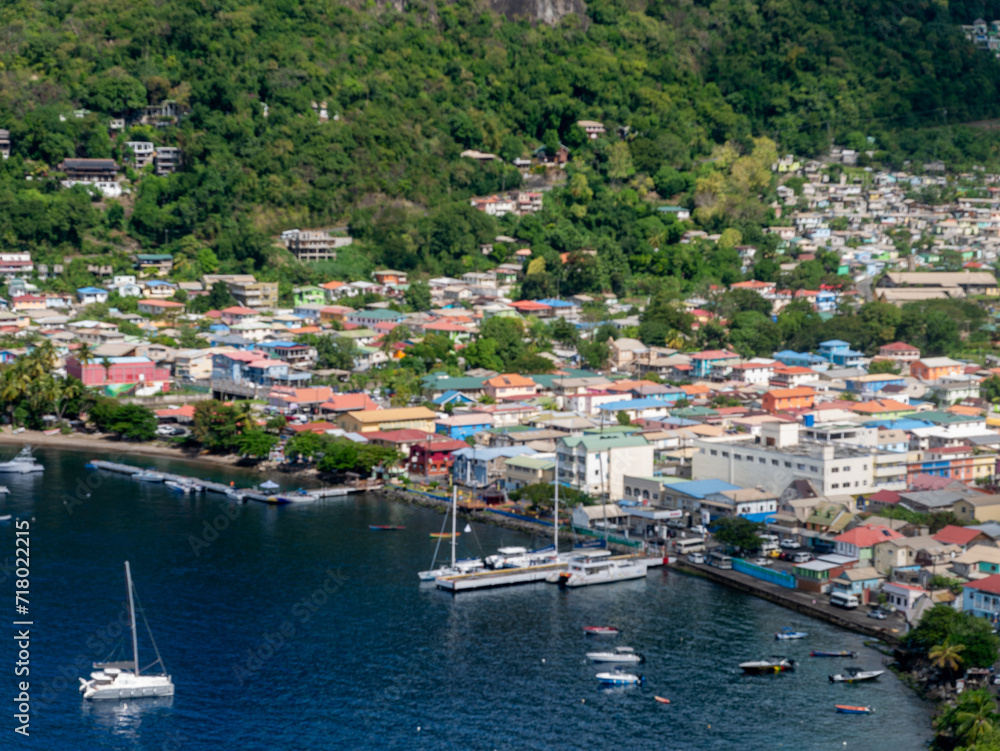 view of the port of Soufriere, St Lucia