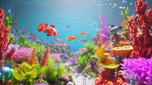Underwater Wonderland: 3D Model of an Animated Playground with Sea Creatures Amid Vibrant Coral Reefs © Lila Patel