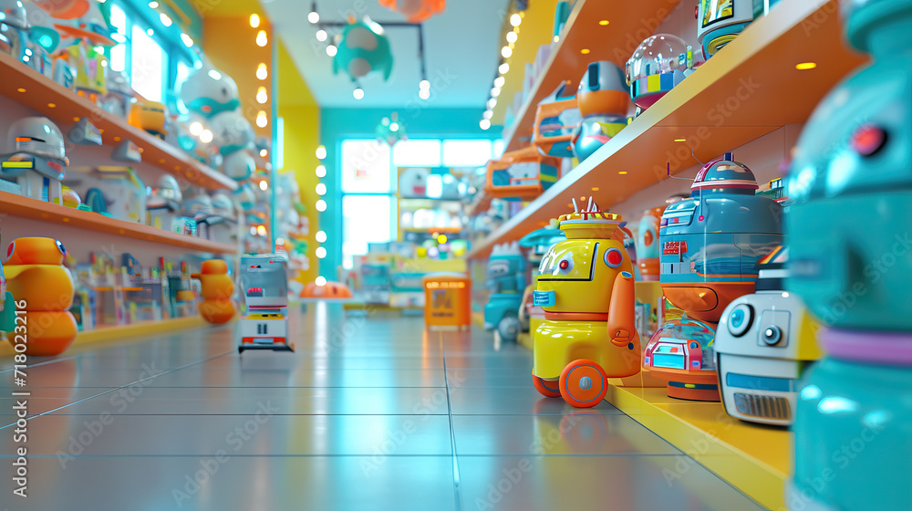 Cutting-Edge Toy Store: 3D Model Featuring Interactive Screens, Holographic Displays, and Animated Showcases Cutting-Edge Toy Store: 3D Model Featuring Interactive Screens, Holographic Displays, and Animated Showcases