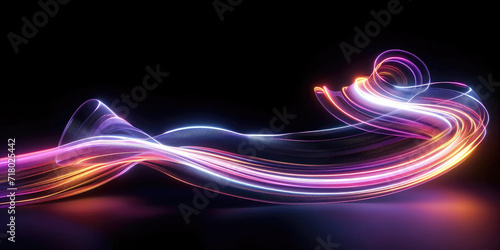 Abstract ranibow wave light painting with vibrant colors and dynamic patterns. Suitable for for technology, abstract, motion graphics, and futuristic design projects. Vibrant and dynamic.