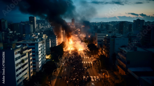 Civil unrest, clashes on a street