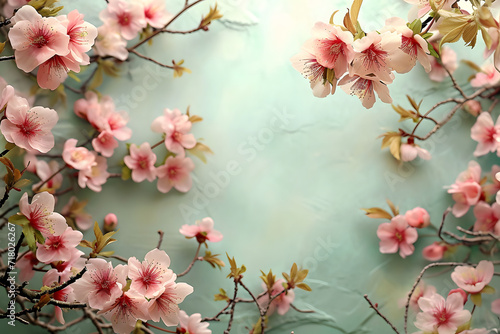 Tranquility Cherry Blossom Floral Border © Articre8ing