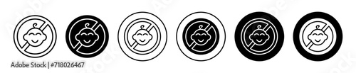not suitable for kids under 3 years symbol icon sign collection in white and black