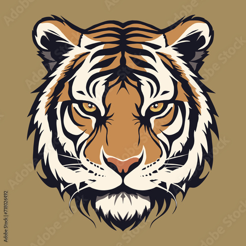 tiger head vector on brown background