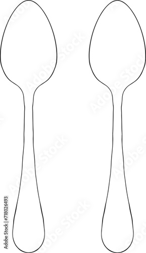 two tablespoons one hand drawn vector line drawing