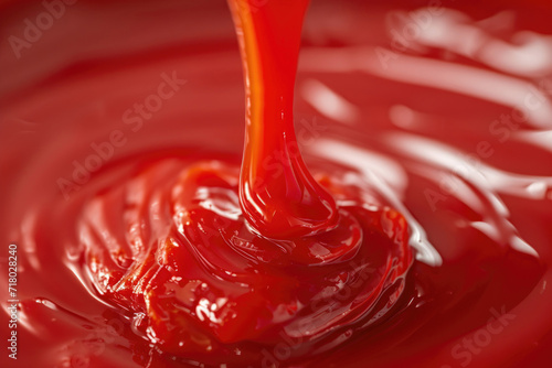 A tantalizing drizzle of tomato ketchup, ready to elevate dishes with its savory allure © Veniamin Kraskov