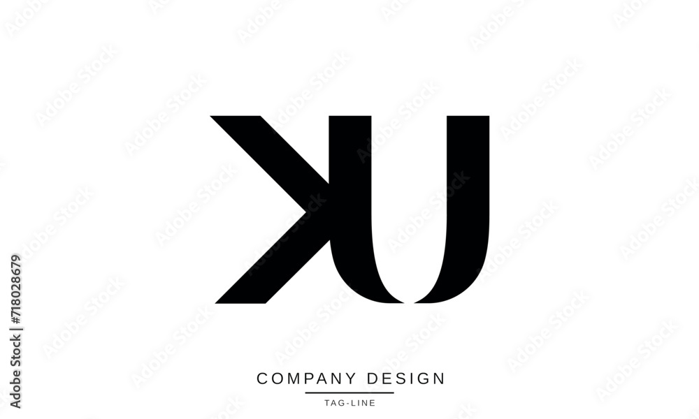 Fototapeta premium KU, UK, Abstract Letters Logo Monogram