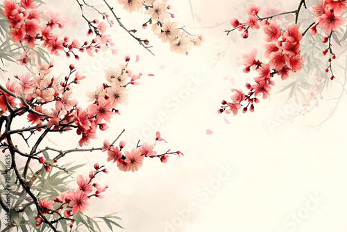 Tranquility Cherry Blossom Floral Border