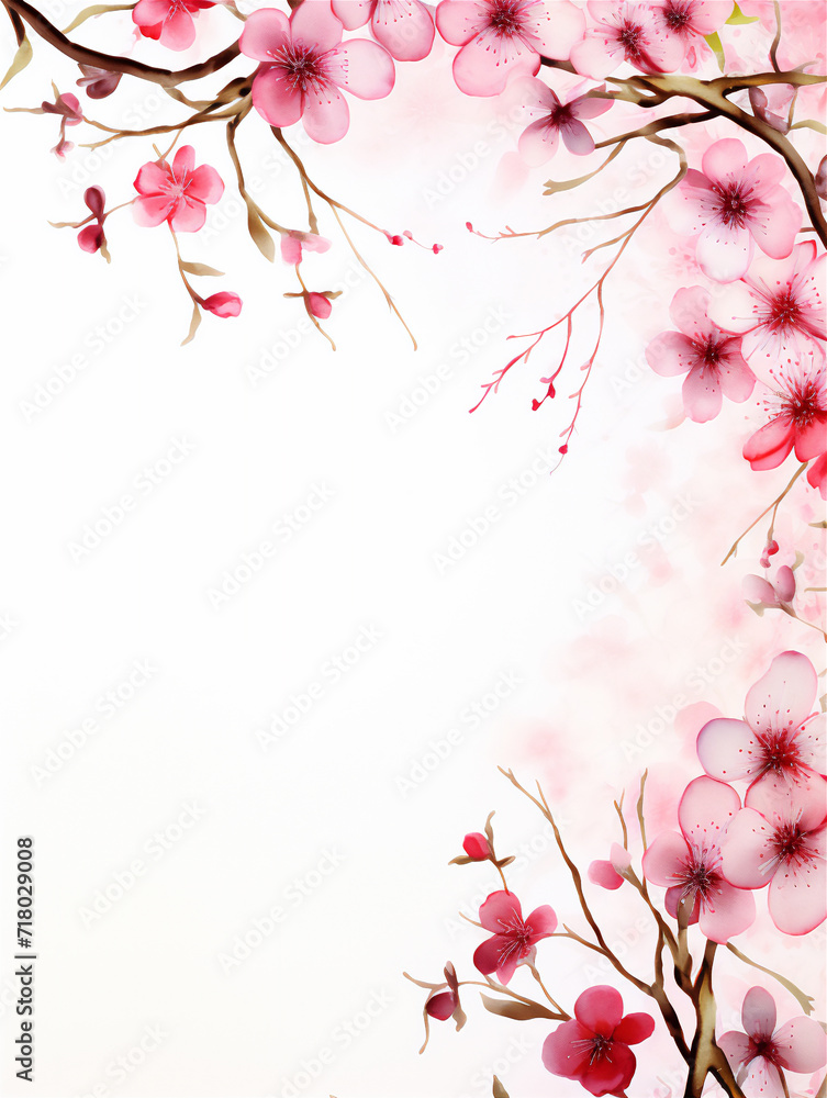 frame of plant and flowers with spring theme