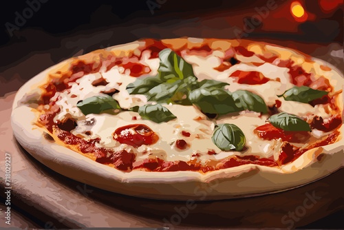 slice pizza with buffalo mozzarella on wood backgrounds