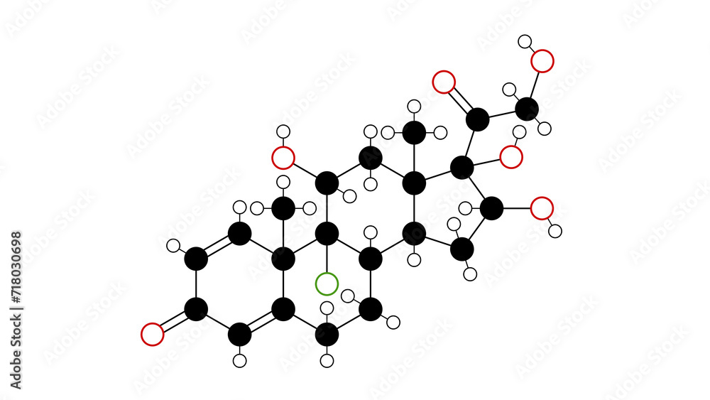 Triquinol triamcinolone molecule, structural chemical formula, ball-and-stick ...