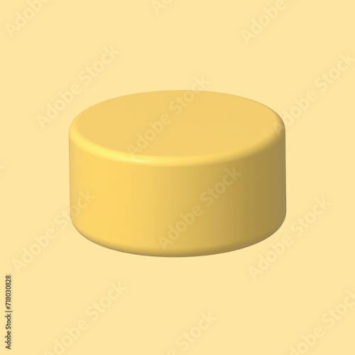 3D Vector Whole Cheese Wheel Semi Top View