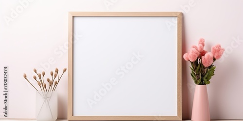 Empty mockup copy space in wooden frame for females. © Sona