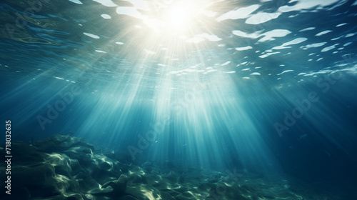 Sunbeam vertical Abstract underwater backgrounds in the sea, Ai generated image © Trendy Motion