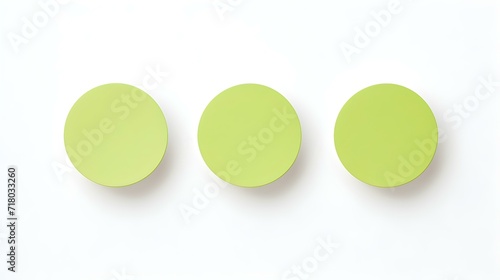 Set of light green round Paper Notes on a white Background. Brainstorming Template with Copy Space