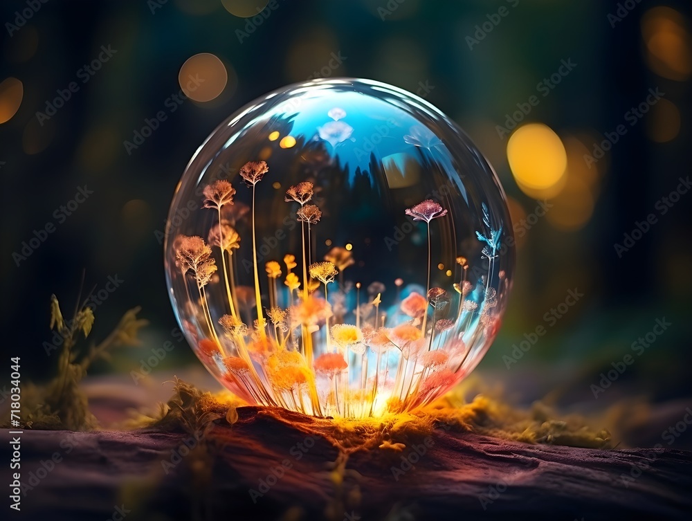A magic crystal ball on a bokeh background 3d rendering A magic crystal ball on a bokeh background 3d rendering