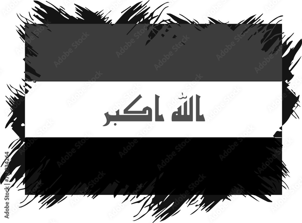 Naklejka premium Black and white of Iraq Flag on Independence day