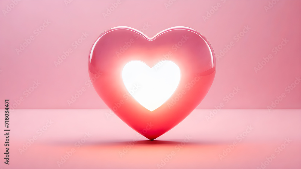 Heart shaped lamp on pink background. Valentine's Day. Love concept.