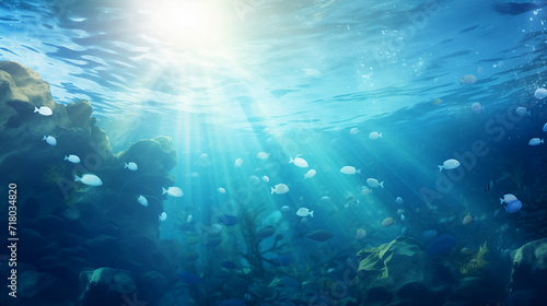 Underwater background deep blue sea and beautiful underwater  Ai generated image