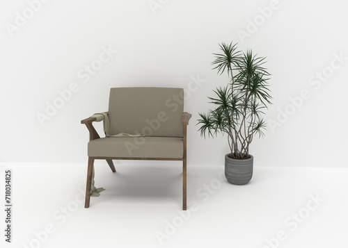 Modern Sofa Set with White Background 3D Render