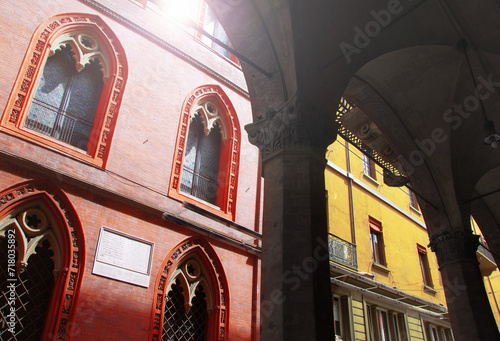 Bologna, Italy - the magnificent medieval building of Palazzo della Mercanzia photo