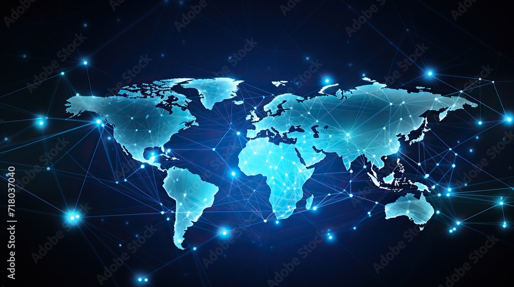 Global internet work.World map, shining lines connected by dots symbol of Internet,mobile communications and satellite. technology background Global internet work.World map, shining lines connected by dots symbol of Internet,mobile communications and satellite. technology background