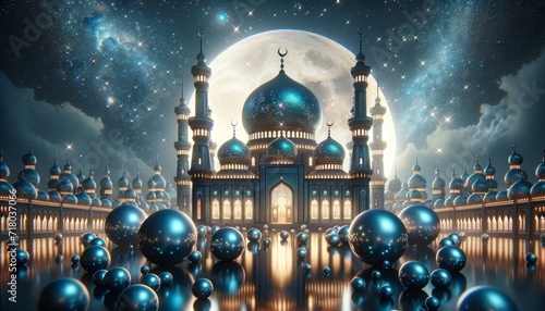 The Magnificent Mosque Shines Brightly Under the Moonlight photo