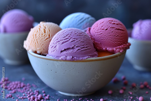 ice cream scoops in a bowl