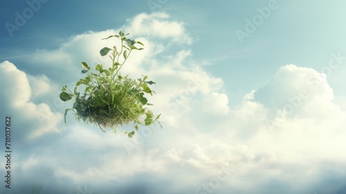  Vibrant green plant silhouetted against a breathtaking sky  nature s serenity concept