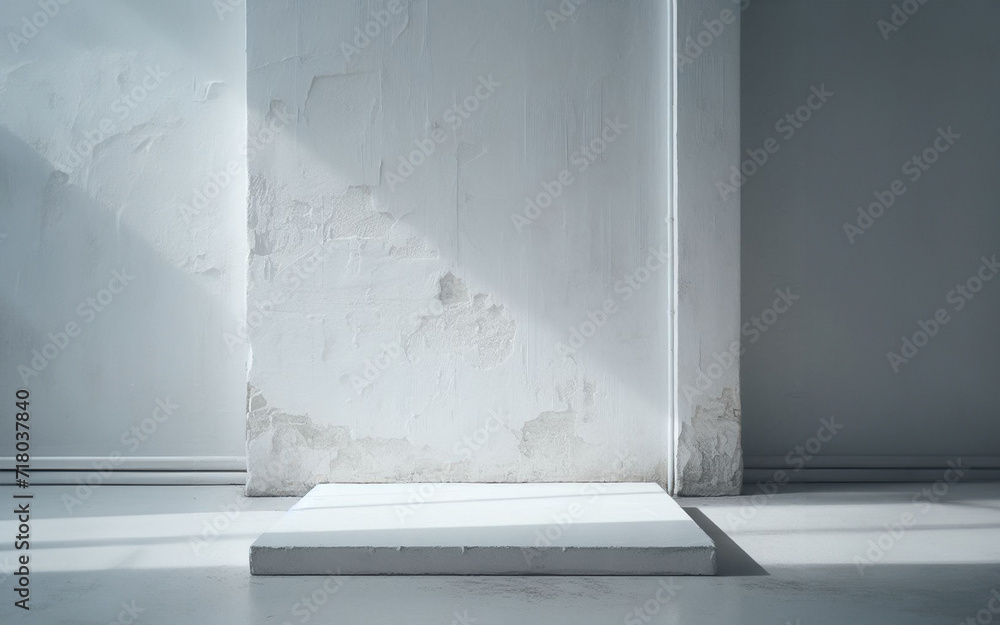 White floor and walls of the house, simple scene, minimalist old walls. white cement wall White floor and walls of the house, simple scene, minimalist old walls. white cement wall