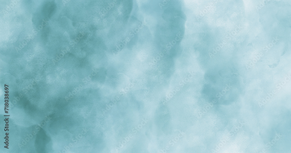 Obraz premium Blue Stormy Cloud. Cloudy Sky Background. No text. Ocean Blue Brush Paint Stain. Hand Painted Layout with Abstract Cloudscape.