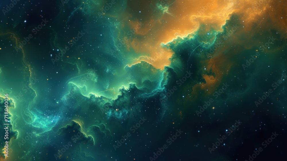 The shine of stars and foggy patterns are an illustration of the cosmic expanse. Multi-colored nebulae and galaxies of the universe with different stars and planets. Astronomical abstract background.