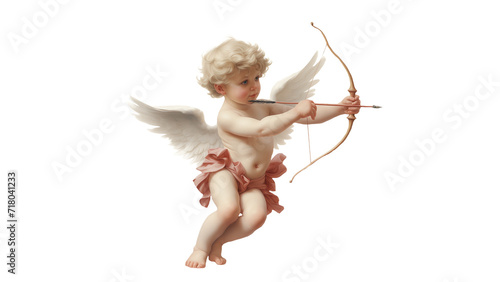Cupid with arrow and bow cutout. Realistic cupid cutout