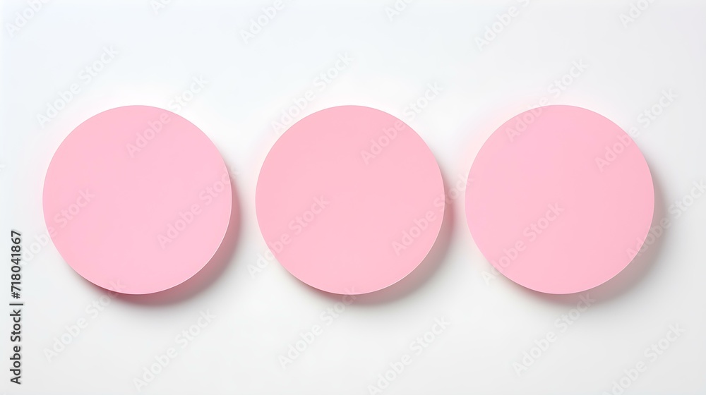 Set of pink round Paper Notes on a white Background. Brainstorming Template with Copy Space Set of pink round Paper Notes on a white Background. Brainstorming Template with Copy Space