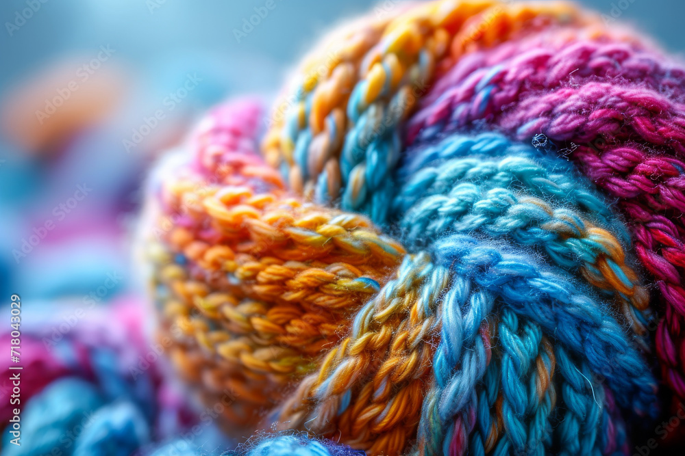 Bundle of colorful woven yarn