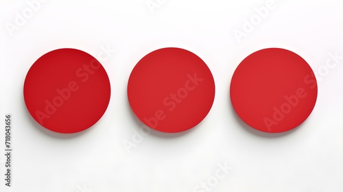 Set of red round Paper Notes on a white Background. Brainstorming Template with Copy Space