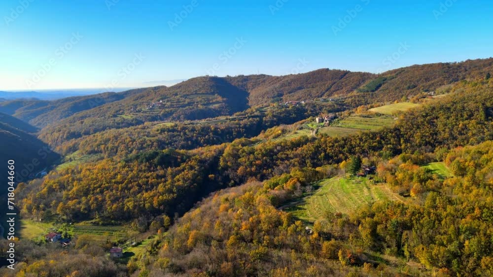 Aerial 4K drone video unveils the haunting beauty of Slapnik, an abandoned village in Brda, Slovenia. It is a place where nobody lives and where decaying structures are being reclaimed by the nature. Aerial 4K drone video unveils the haunting beauty of Slapnik, an abandoned village in Brda, Slovenia. It is a place where nobody lives and where decaying structures are being reclaimed by the nature.