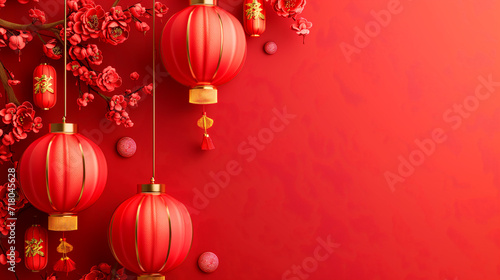 Happy Chinese new year Concept for holiday  Chinese Celebration. Traditional Chinese year. Red background Chinese Festival.