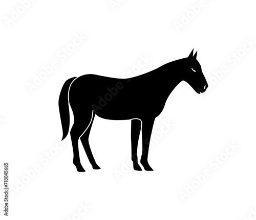 Vector silhouette of a horse. Isolated white background. For coloring  or packaging design  or logo.