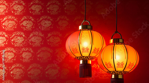 Happy Chinese new year Concept for holiday, Chinese Celebration. Traditional Chinese year. Red background Chinese Festival.