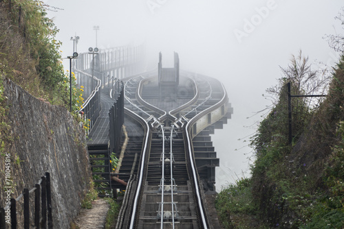 Railway Tram into the Fansipan mountain in Sa Pa District, Northern Vietnam photo