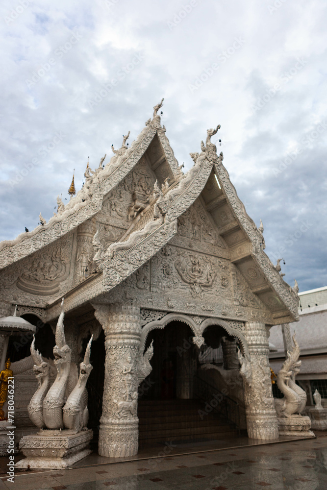 Naklejka premium Wat Ming Mueang, a white temple in Nan town, North Thailand.