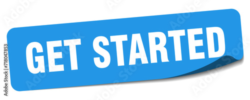 get started sticker. get started label