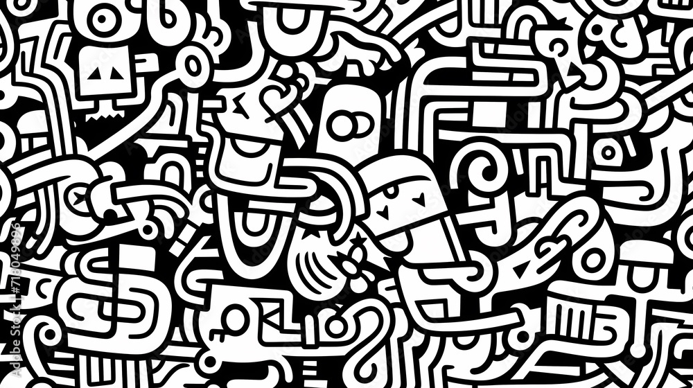 Funny doodle seamless pattern, artistic background Funny doodle seamless pattern, artistic background