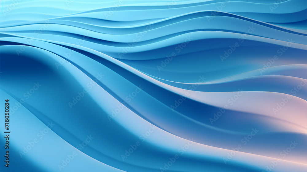 Fototapeta premium Blue waves pattern abstract background - ai generative