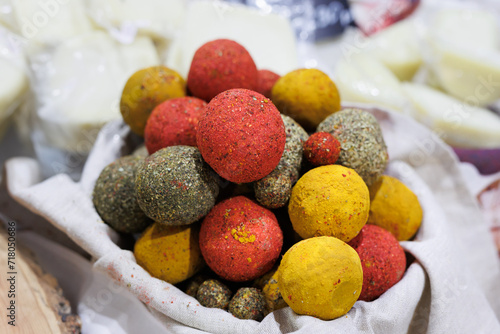 Photography Tasty fresh handmade sweet candy with cheese filling and sprinkling
