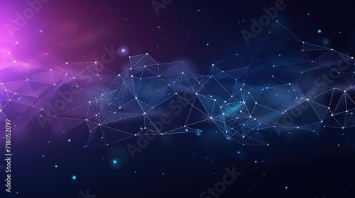 Wireframe background with plexus effect. Futuristic banner with copy space