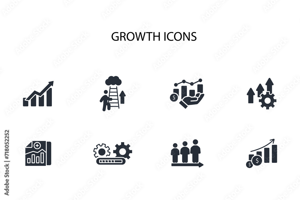 Growth icon set.vector.Editable stroke.linear style sign for use web design,logo.Symbol illustration.