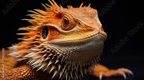 Majestic bearded dragon portrait in wildlife photography with natural background